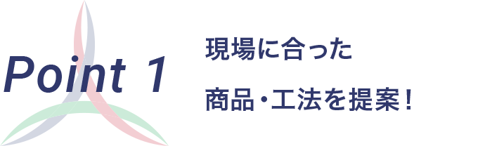 Point 1 現場に合った 商品・工法を提案！